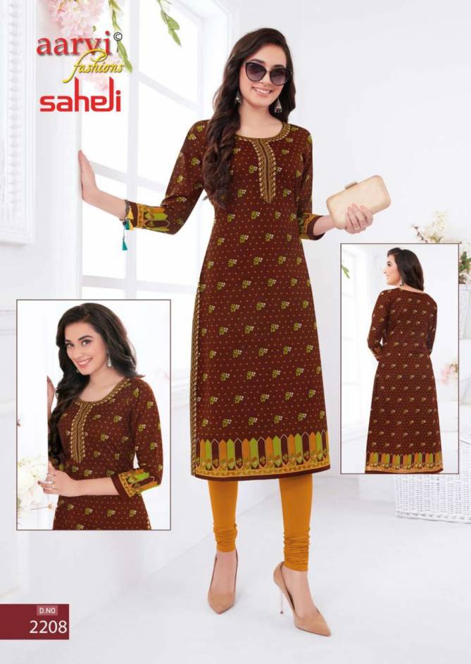 Aarvi Fashion Saheli 12 Casual Wear Cotton Printed Kurti Collection